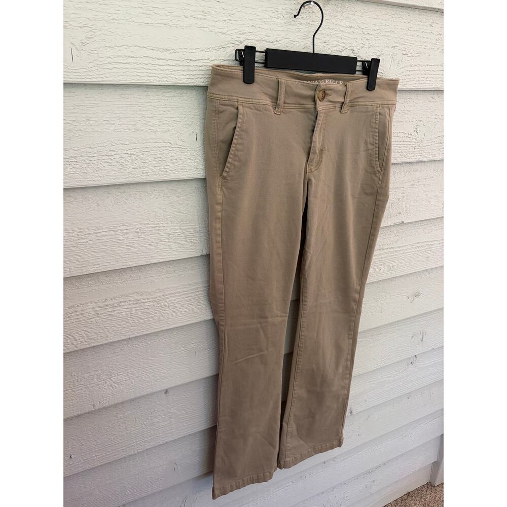 American Eagle Kick Boot Super Stretch Khaki Pants Size 8 Regular - Picture 3 of 8